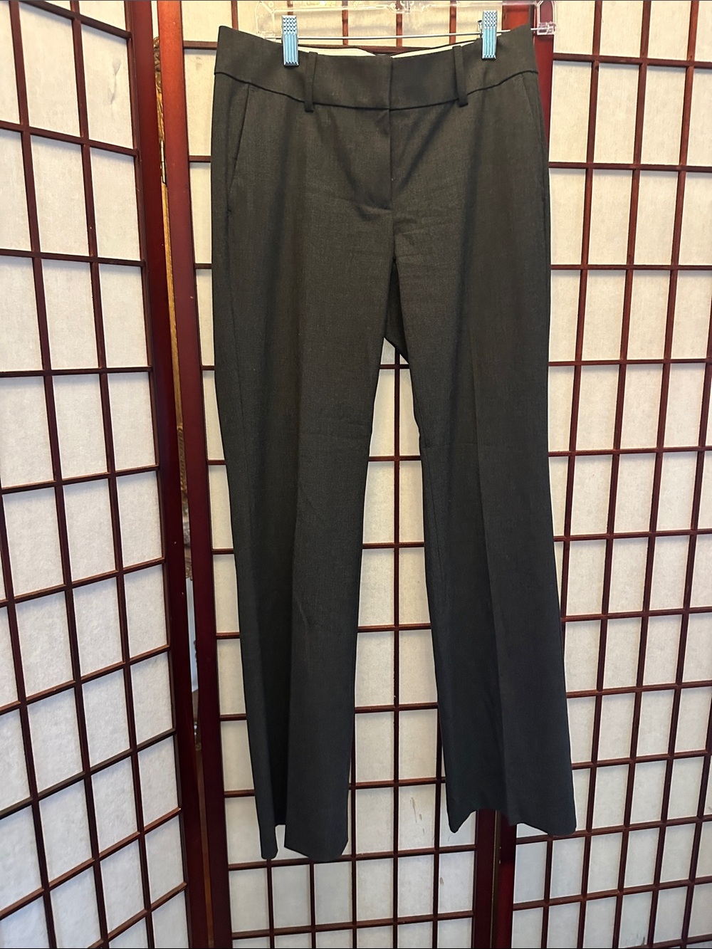 Ann Taylor Dark Gray Straight-Leg Dress Pants